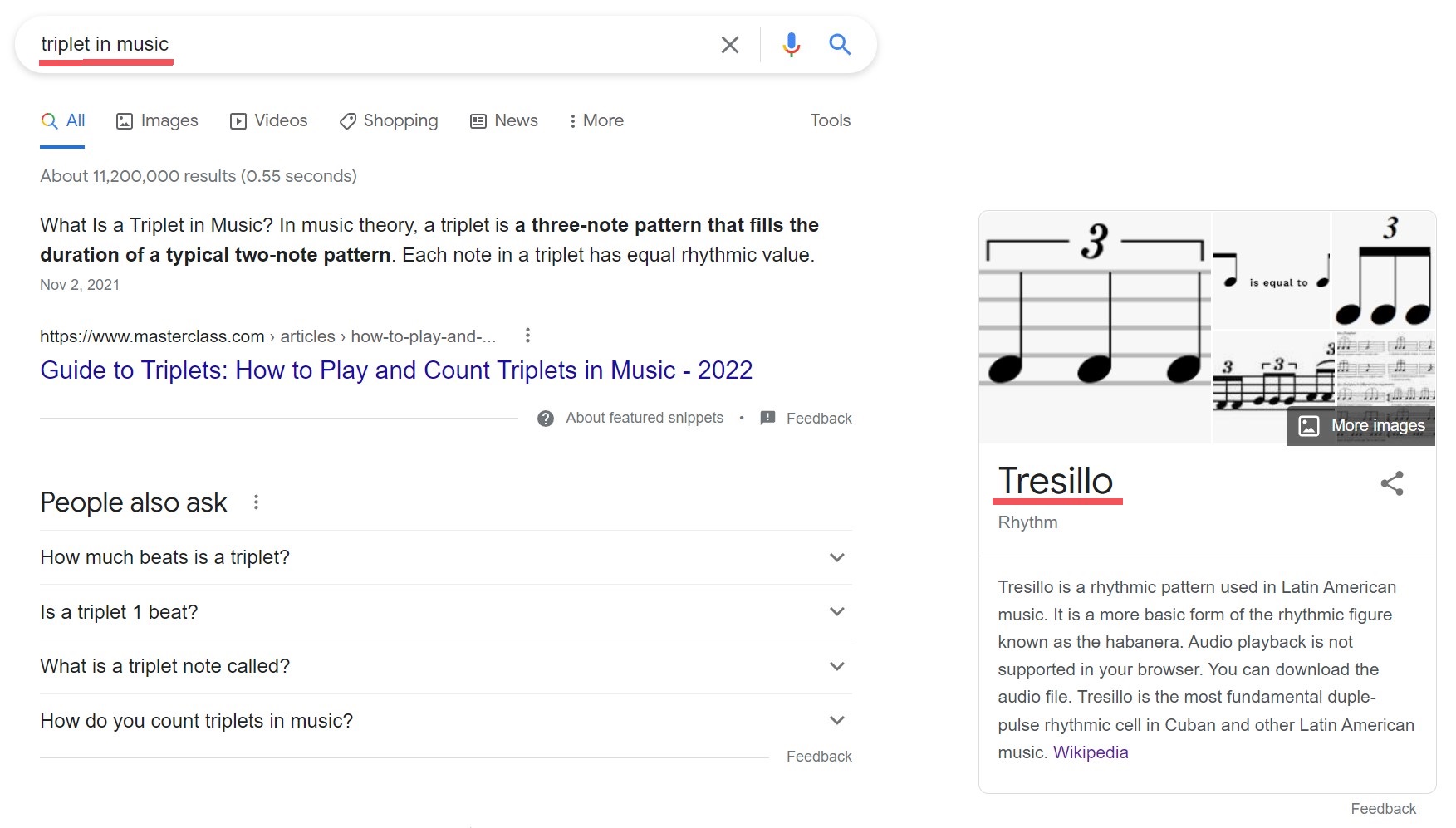 Triplets labeled as tresillos